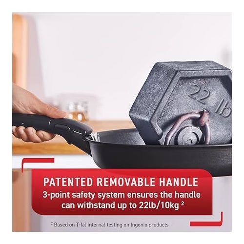 테팔 Ingenio Detachable Handle, 1 Piece, Cookware, Pots and Pans, RV, Camping, Black