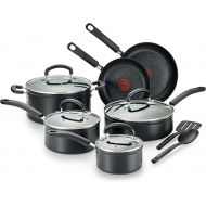 T-fal Advanced Nonstick Cookware Set 12 Piece, Oven Broiler Safe 350F, Kitchen Cooking Set W/ Fry Pans, Saucepans, Deep Saute, Dutch Oven & Kitchen Utensils, Pots and Pans, Dishwasher Safe, Black