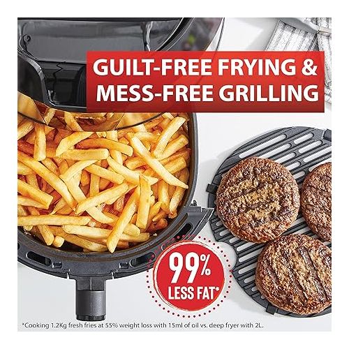 테팔 T-fal Easy Fry XXL Air Fryer & Grill Combo with One-Touch Screen, 8 Preset Programs, 5.9 quarts, Black & Stainless Steel