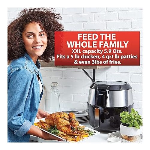 테팔 T-fal Easy Fry XXL Air Fryer & Grill Combo with One-Touch Screen, 8 Preset Programs, 5.9 quarts, Black & Stainless Steel