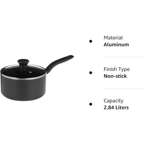 테팔 T-fal Initiatives Nonstick Sauce Pan 3 Quart Oven Safe 350F Cookware, Pots and Pans, Dishwasher Safe Black, Small