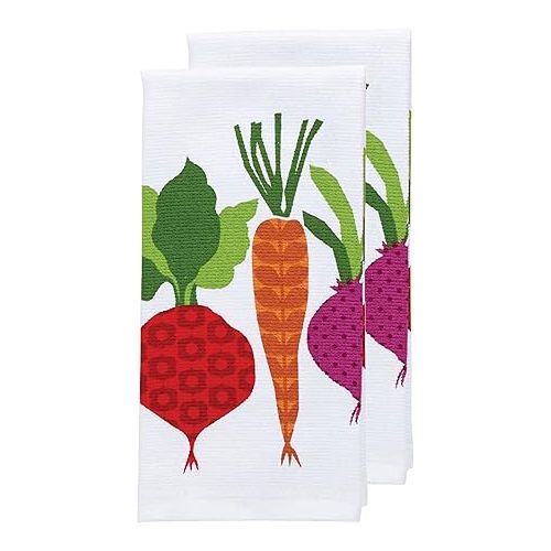 테팔 T-fal Textiles Double Sided Print Woven Cotton Kitchen Dish Towel Set, 2-pack, 16