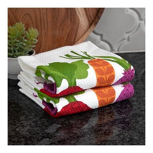 테팔 T-fal Textiles Double Sided Print Woven Cotton Kitchen Dish Towel Set, 2-pack, 16