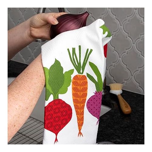 테팔 T-fal Textiles Double Sided Print Woven Cotton Kitchen Dish Towel Set, 2-pack, 16