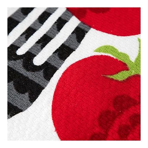 테팔 T-fal Woven Weave Dish Kitchen Towel Set, 2-Pack, Fork Print, 2 Count
