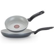 T-fal Initiatives Ceramic Nonstick Fry Pan Set 8.5, 10.5 Inch Oven Safe 350F Cookware, Pots and Pans, Grey