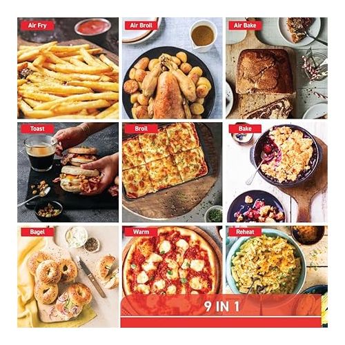 테팔 T-fal 9 in 1 Toaster Oven Air Fryer Combo Stainless Steel Convection Countertop Oven, Fast Heatup, 7 Pound Chicken Capacity, Extra Crispy Results, Toast, Bake, Air Fry, Reheat, Broil