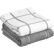 T-Fal Textiles Kitchen Towels 2-Pack Parquet, Solid/Check - 2 Pack, Gray, 2 Count