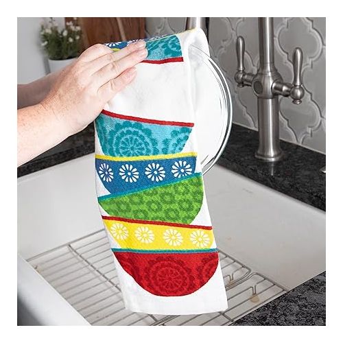테팔 T-fal Textiles Double Sided Print Woven Cotton Kitchen Dish Towel Set, 2-pack, 16