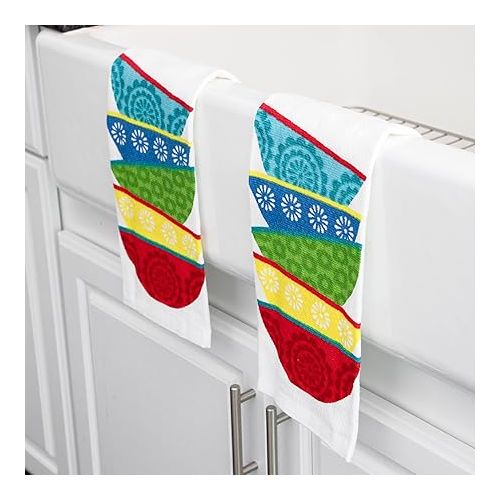 테팔 T-fal Textiles Double Sided Print Woven Cotton Kitchen Dish Towel Set, 2-pack, 16