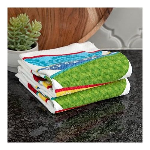 테팔 T-fal Textiles Double Sided Print Woven Cotton Kitchen Dish Towel Set, 2-pack, 16