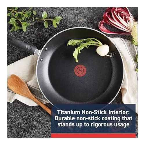 테팔 T-fal Experience Nonstick Cookware Set 12 Piece, Induction, Oven Broiler Safe 350F, Kitchen Cooking Set w/ Fry Pans, Saucepan, Stockpot, Kitchen Utensils, Pots and Pans, Dishwasher Safe, Black