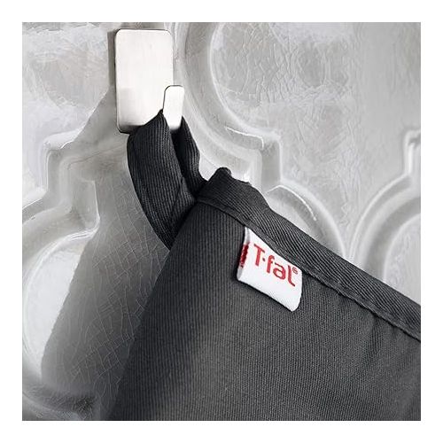 테팔 T-fal 2-Pack Medallion Design 100% Cotton and Silicone Oven Mitt - Heat-Resistant Silicone Grip - Charcoal