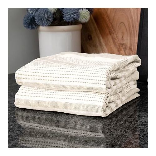 테팔 T-fal Premium Dual-Sided Skipping Striped Kitchen Towels (2-Pack), 18