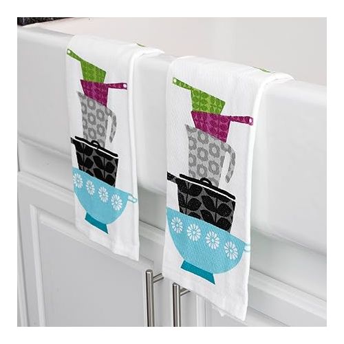 테팔 T-fal Textiles Double Sided Print Woven Cotton Kitchen Dish Towel Set, 2-pack, 16