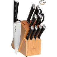 T-fal Ice Force Stainless Steel Kitchen Knife Set and Wood Block, 11 Piece, Long Lasting Sharpness, High Cutting Precision, German Stainless Steel, Cook Tool, Kitchen Tool, Black