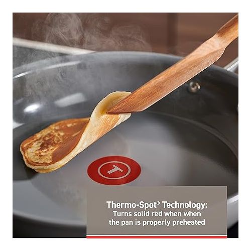 테팔 T-fal Ceramic Excellence Reserve Ceramic Nonstick Fry Pan 12 Inch Induction Oven Broiler Safe 500F Cookware, Pots and Pans Grey