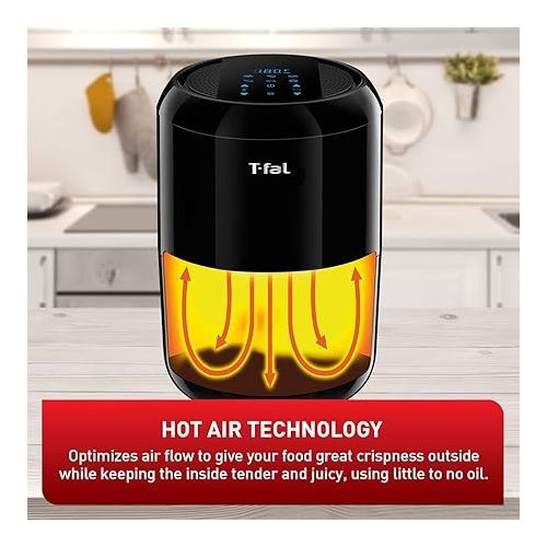 테팔 T-FAL Easy Fry Compact Duo Precision 1.6 Liter Air Fryer, Black