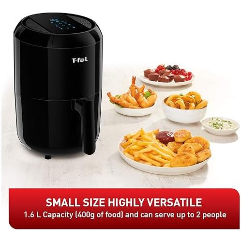 테팔 T-FAL Easy Fry Compact Duo Precision 1.6 Liter Air Fryer, Black