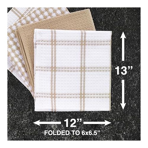 테팔 T-fal Premium Waffle Dish Cloths: Highly Absorbent, Super Soft Long Lasting - 100% Cotton, 12