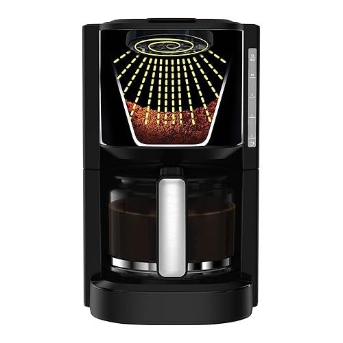 테팔 T-fal Element Plastic and Stainless Steel Drip Coffee Machine 12 Cup Programmable, Reusable filter, Pause and Brew, Glass Carafe 1000 watts Coffer Maker, Filter machine, Cold Brew, Black