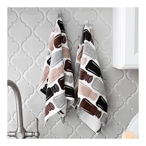 테팔 T-fal Fiber Reactive Print Kitchen Towels: Highly Absorbent, Super Soft - 100% Cotton, 16