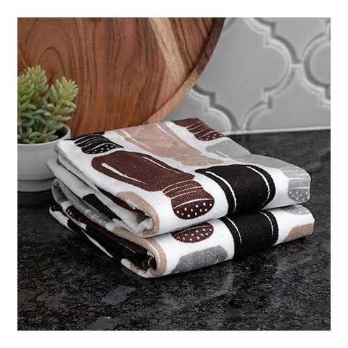 테팔 T-fal Fiber Reactive Print Kitchen Towels: Highly Absorbent, Super Soft - 100% Cotton, 16