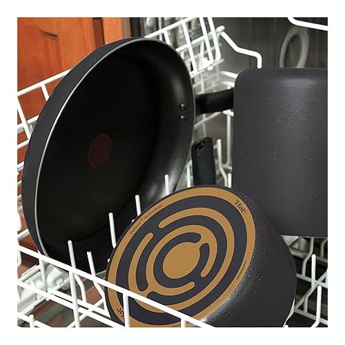 테팔 T-fal Initiatives Nonstick Fry Pan 10 .5 Inch Oven Safe 350F Pots and Pans, Dishwasher Safe Black