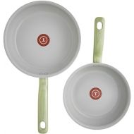 T-fal Recycled Ceramic Nonstick Cookware Set 2 Piece Oven Safe 350F Pots and Pans, Cookware Green