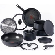 T-fal Ingenio Nonstick Cookware Set 14 Piece, Induction, Oven Broiler Safe 500F, Detachable/ Removable Handle, Kitchen, Pots and Pans, RV, Camping, Fry Pans, Saucepans, Dishwasher Safe, Onyx Black