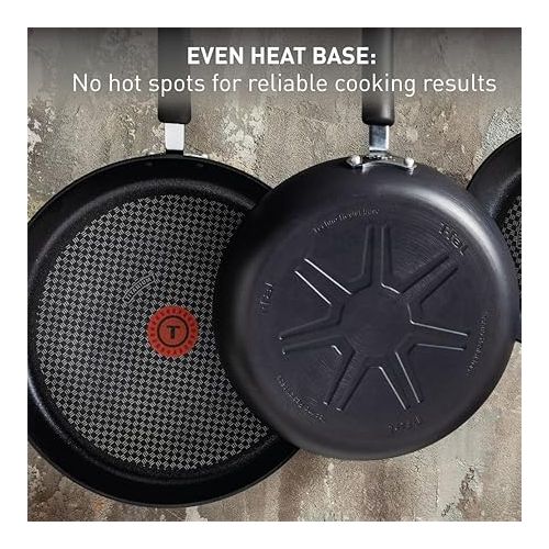 테팔 T-fal Ultimate Hard Anodized Nonstick Fry Pan Set 2 Piece, 10, 12 Inch, Oven Broiler Safe 400F, Cookware, Pots and Pans Set Non Stick, Kitchen Frying Pans, Skillets, Dishwasher Safe, Grey