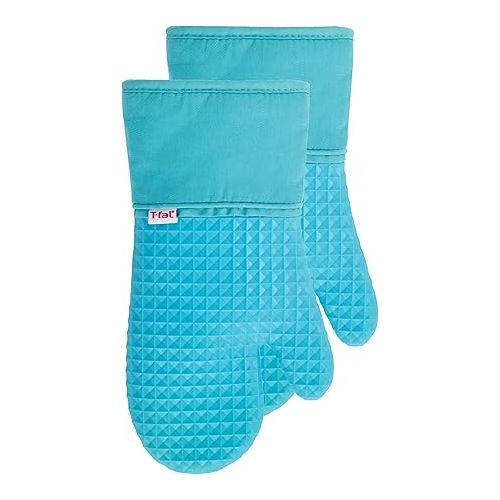 테팔 T-fal 4-Pack Waffle Oven Mitt & Pot Holder Set - Heat-Resistant Silicone Grip - Breeze