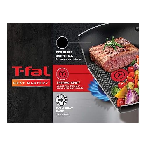 테팔 T-fal B0398264 Excite ProGlide Nonstick Thermo-Spot Heat Indicator Dishwasher Oven Safe Jumbo Cooker with Lid Cookware, 5-Quart, Red