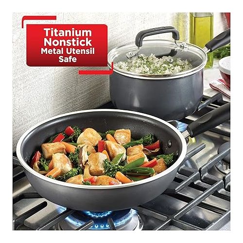 테팔 T-fal Signature Nonstick Cookware Set 12 Piece Oven Safe 350F Pots and Pans, Dishwasher Safe Black