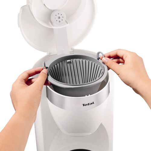 테팔 Tefal CM1801 Deflini Plus Glas-Kaffeemaschine mit Edelstahlelementen, 10-15 Tassen, 1000 W, weiss