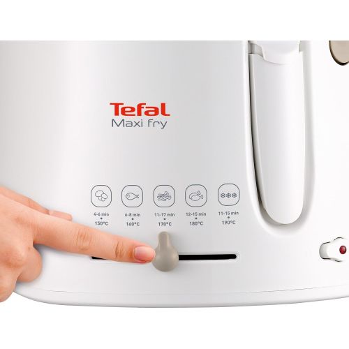 테팔 Tefal Maxi Fry FF1000 Fritteuse (1900 Watt, regelbare Temperatur, warmeisoliert, 1 kg Fassungsvermoegen) weiss