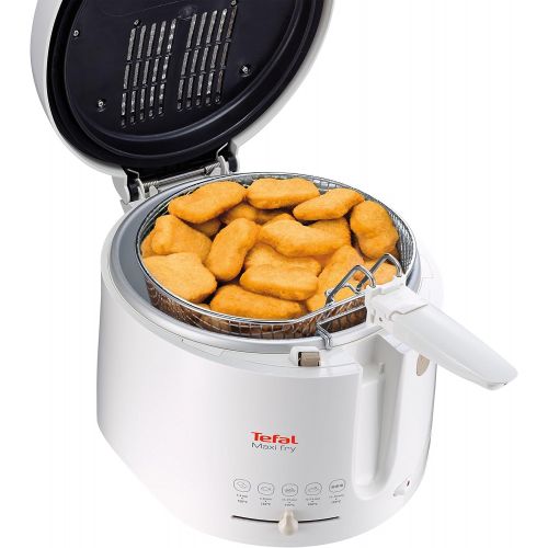 테팔 Tefal Maxi Fry FF1000 Fritteuse (1900 Watt, regelbare Temperatur, warmeisoliert, 1 kg Fassungsvermoegen) weiss