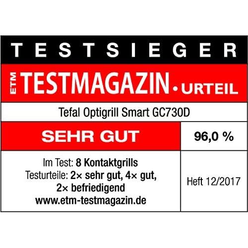 테팔 Tefal GC730D OptiGrill+ Smart, Kontaktgrill mit App- Steuerung, Automatische Temperaturanpassung, Antihaft- Beschichtung, Schwarz/ Edelstahl, 2000 Watt