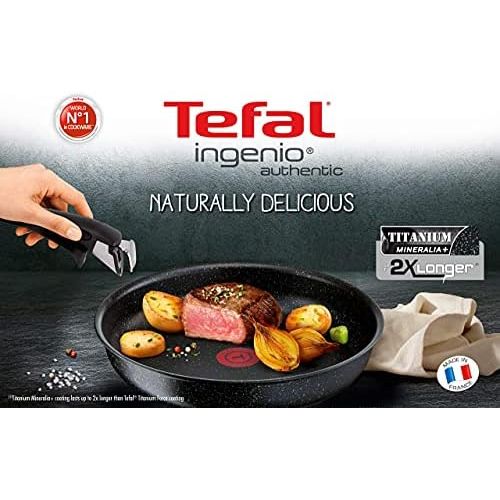 테팔 Tefal L67193 Ingenio Authentic Pfannen-Set, 24cm, 28 cm, Aluminium, schwarz