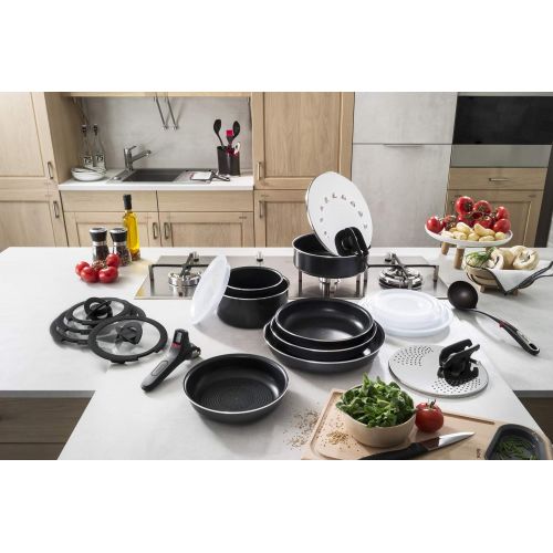 테팔 Tefal Ingenio Set, Aluminium, schwarz, 10 Stueck (Nicht fuer Induktion geeignet)