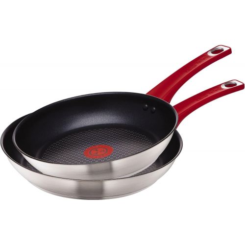 테팔 Tefal H801S5 Topf-Set, Jamie Oliver Mainstream Pfannen und Topf-Set, 5-teilig antihaftversiegelt, Starterset, Edelstahl, rot