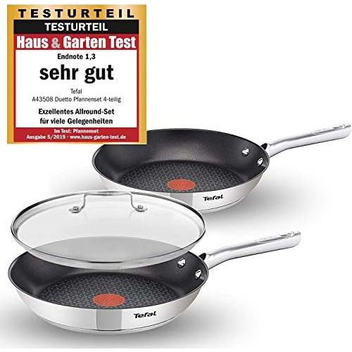 테팔 Tefal A43545 Induktion Pfannenset 3-teilig 24 und 28 cm + Jamie Oliver Glasdeckel 28cm, Testsieger 2019 Pfannen mit Optimale Hitzeverteilung und Gleitfahigkeit, Antihaft Pfanne Ind