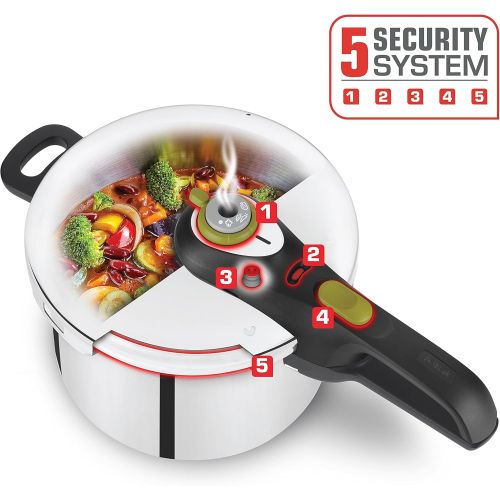 테팔 Tefal P2544337 - Satz von 2 Schnellkochtopf (Secure neo Induktion 5, 4 und 6 Liter, 5 Sicherheitsstufen ), Silber