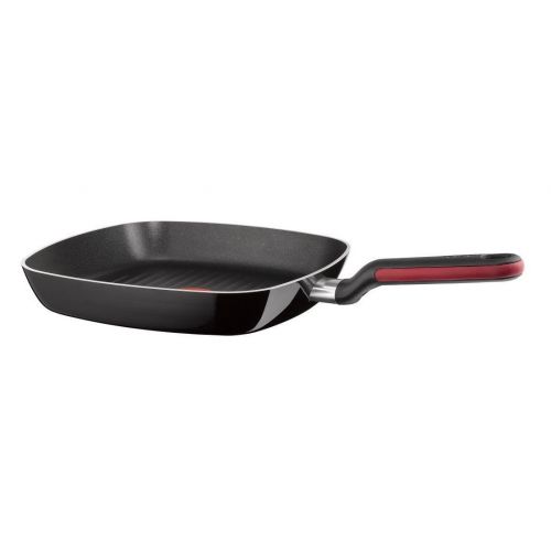 테팔 Tefal Comfort Grip - Aluminium-Grillpfanne, 26x 26cm, aussen schwarz emailliert, antihaftbeschichtet mit extra Titan, fuer alle Herdarten geeignet (ausser Induktion)