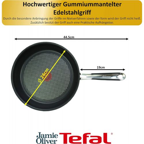 테팔 Tefal E75602 Jamie Oliver Harteloxierte Profi Bratpfanne Pfanne 24 cm, Pfanne mit Antihaftbeschichtung, fuer alle Herdarten geeignet, auch Induktionsherd, Bratpfanne Induktionsgeeig