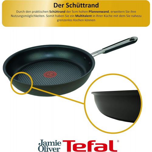 테팔 Tefal E75602 Jamie Oliver Harteloxierte Profi Bratpfanne Pfanne 24 cm, Pfanne mit Antihaftbeschichtung, fuer alle Herdarten geeignet, auch Induktionsherd, Bratpfanne Induktionsgeeig