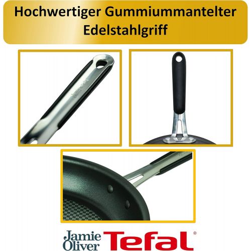 테팔 Tefal E75602 Jamie Oliver Harteloxierte Profi Bratpfanne Pfanne 24 cm, Pfanne mit Antihaftbeschichtung, fuer alle Herdarten geeignet, auch Induktionsherd, Bratpfanne Induktionsgeeig