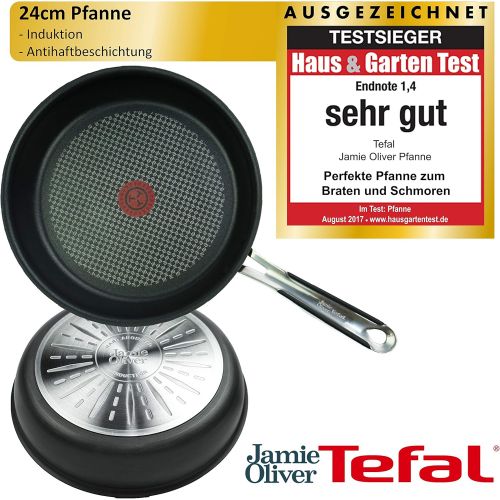 테팔 Tefal E75602 Jamie Oliver Harteloxierte Profi Bratpfanne Pfanne 24 cm, Pfanne mit Antihaftbeschichtung, fuer alle Herdarten geeignet, auch Induktionsherd, Bratpfanne Induktionsgeeig