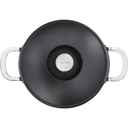 테팔 Tefal e2157014Aroma Aluminium-4,8L fuer alle Herde, Induktion Schmortopf aus Gusseisen, Schwarz