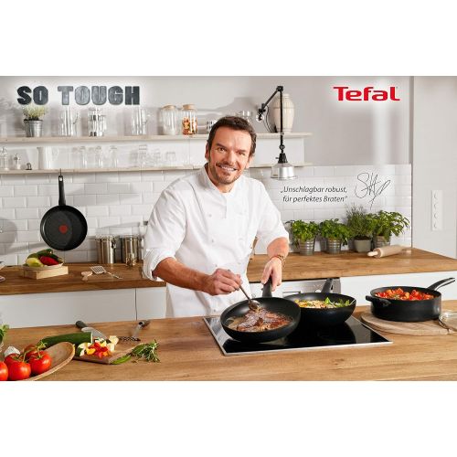 테팔 Tefal G10706 So Tough Bratpfanne (28 cm, Aluminium, Empfohlen von Star-Koch Steffen Henssler) schwarz